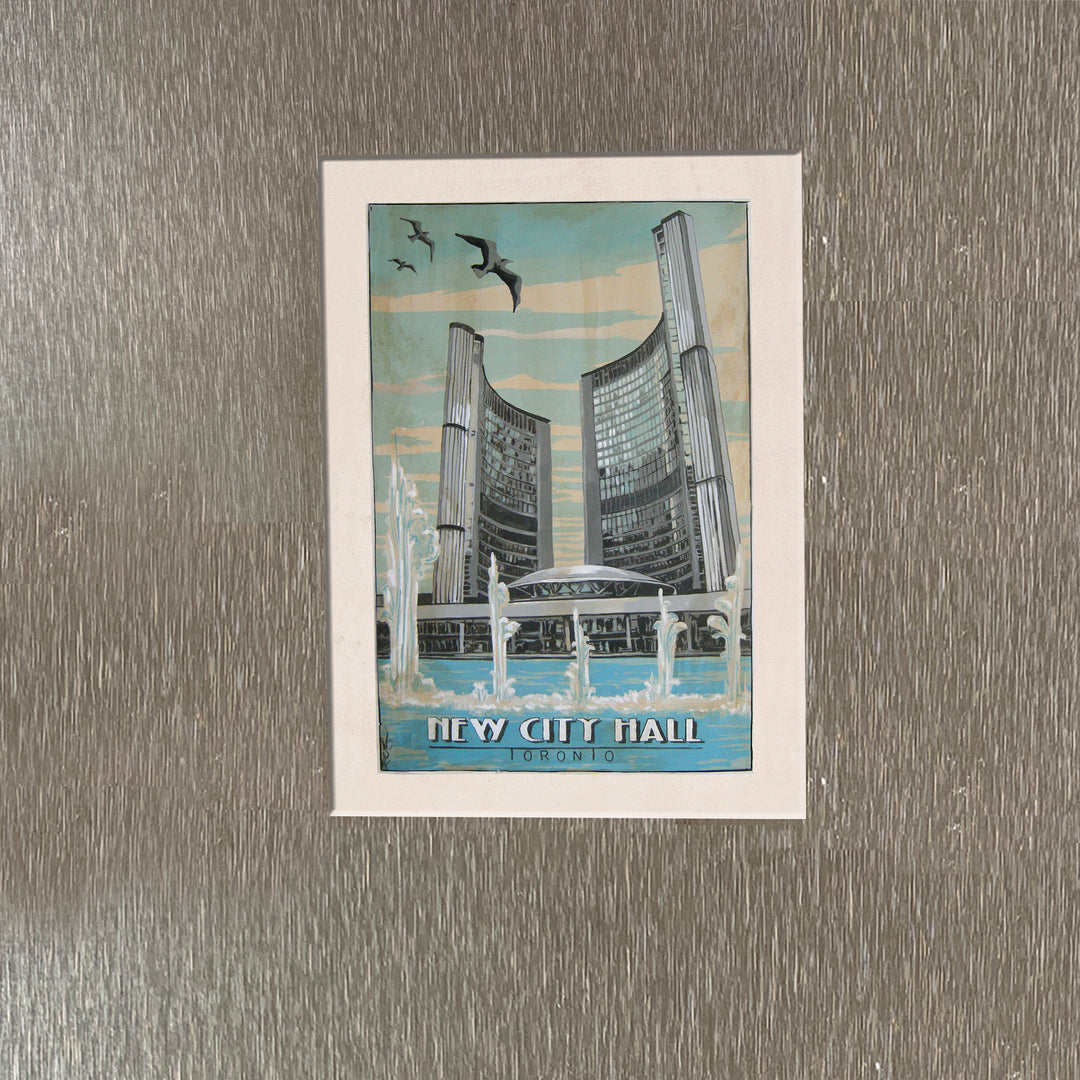 New City Hall Toronto Fridge Magnet on stainless steel refrigerator