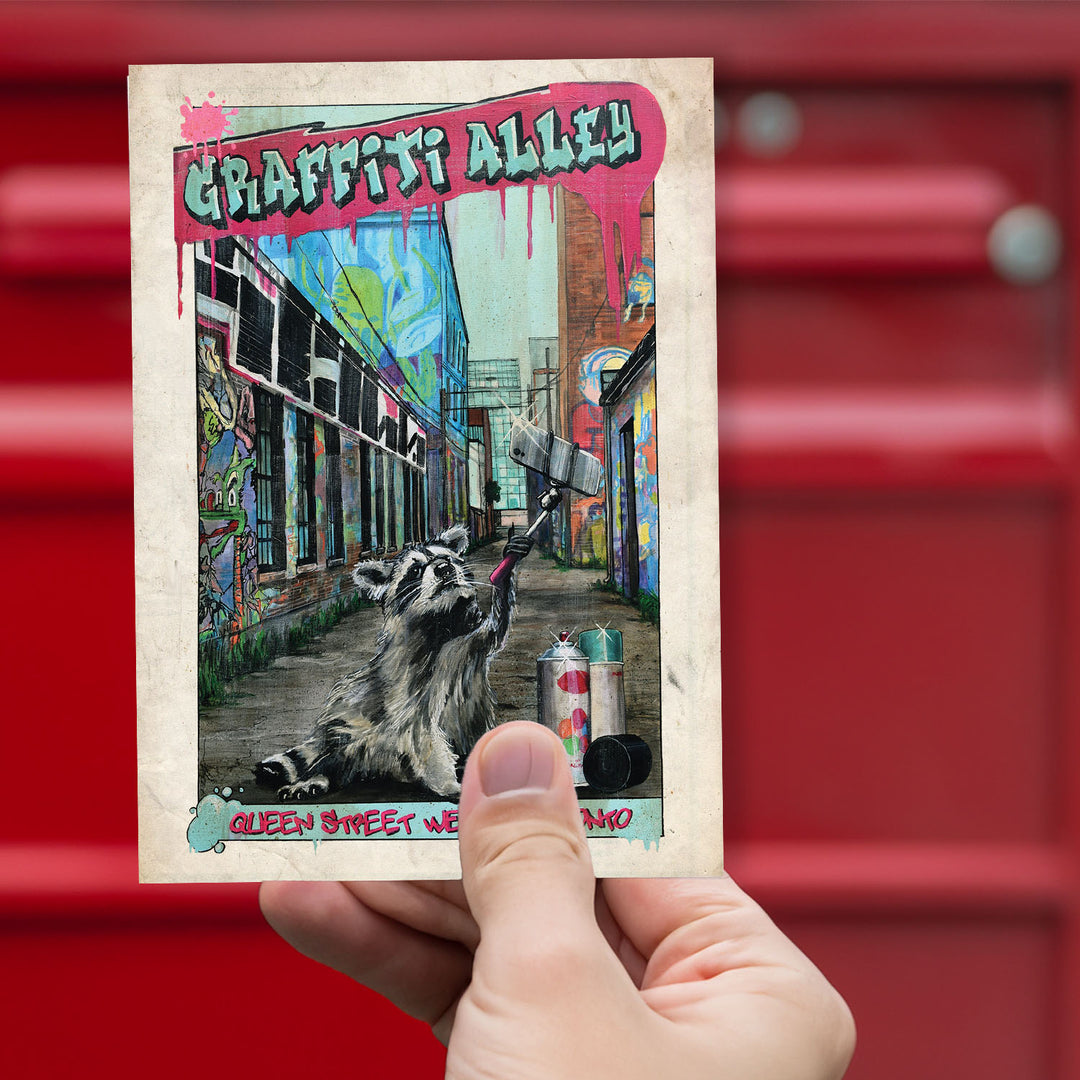 Graffit Alley Postcard getting ready to be mailed