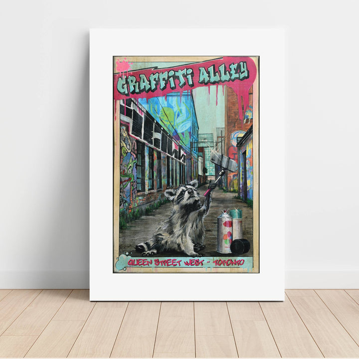 Grafitti Alley Toronto Poster Print with Racoon