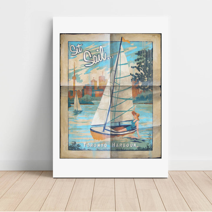 Set Sail Canvas Wrapped Poster leaning against a wall