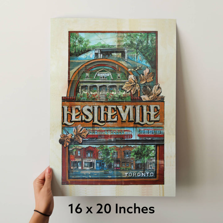 Leslieville Toronto Art Print hand and scale 16x20''