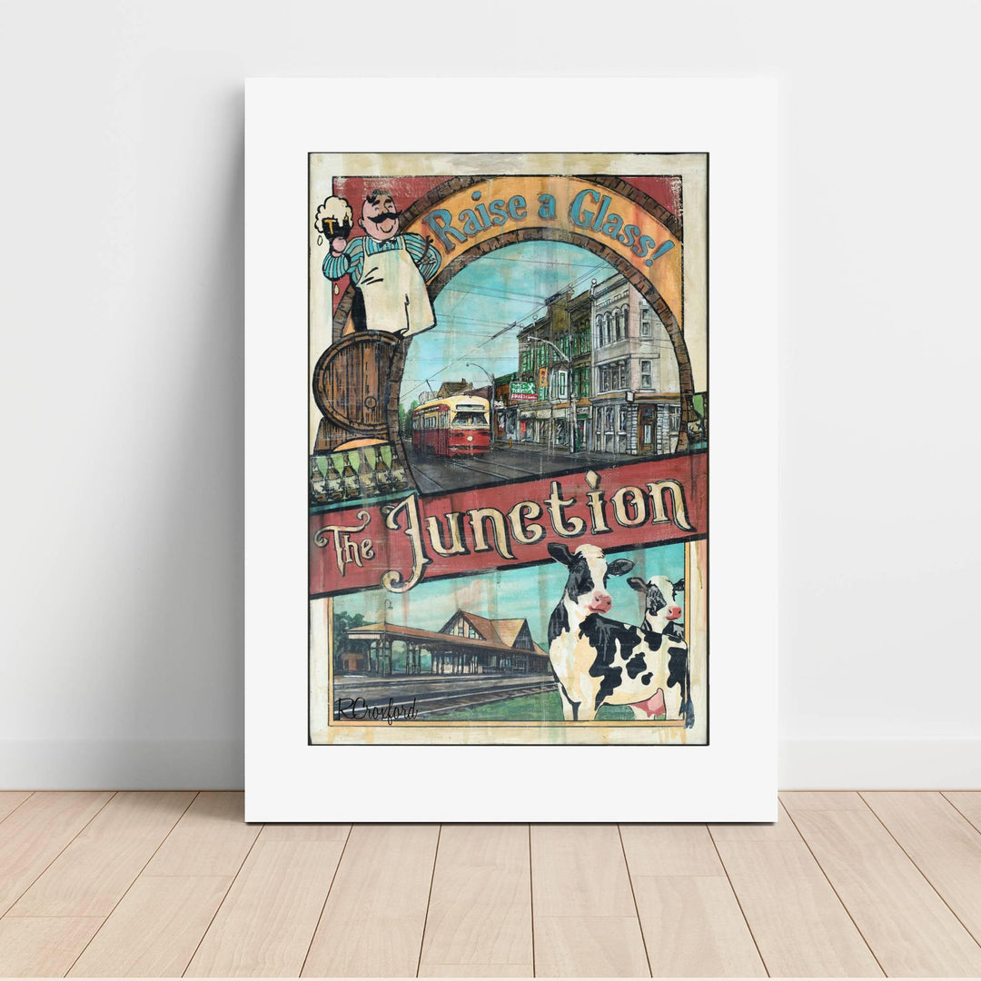 Junction Raise a Glass Toronto Art Print canvas wrapped against wall