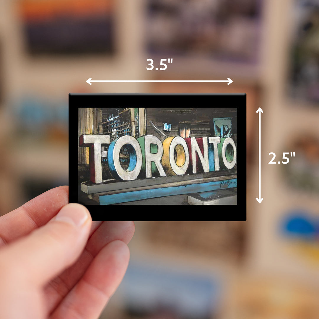 Toronto Sign Souvenir Fridge Magnet to scale