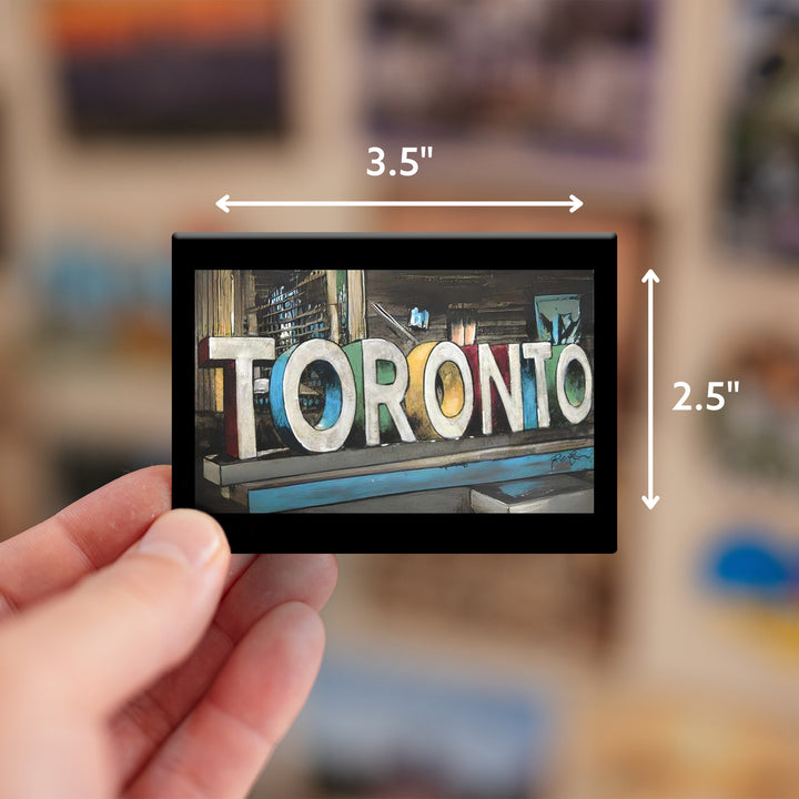 Toronto Sign Souvenir Fridge Magnet to scale