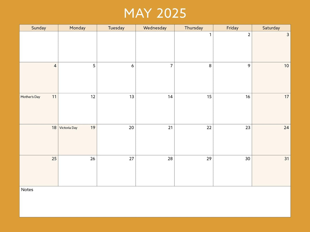 Toronto Neighbourhood Calendar Page: May 2025