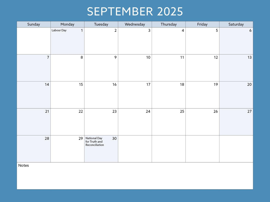 Toronto Neighbourhood Calendar Page: September 2025