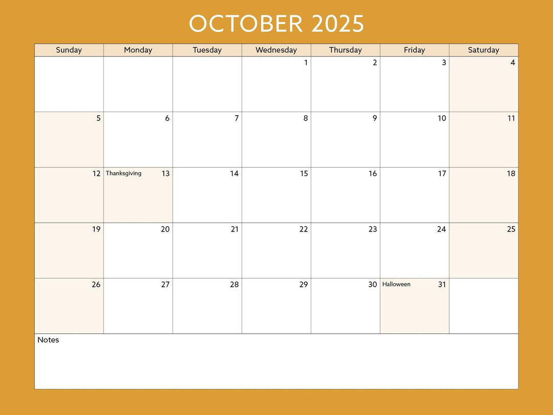 Toronto Neighbourhood Calendar Page: October 2025