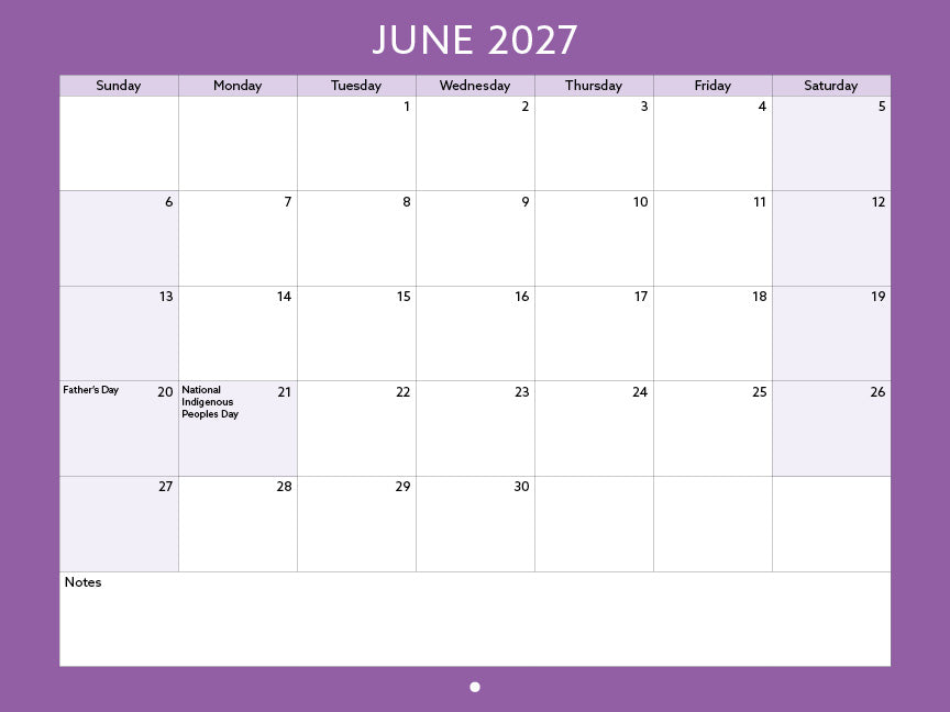 2027 Toronto Neighbourhood Calendar
