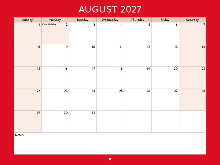 2027 Toronto Neighbourhood Calendar