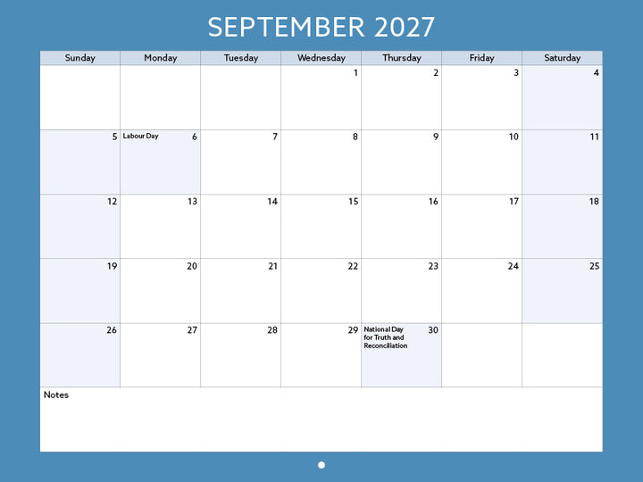 2027 Toronto Neighbourhood Calendar