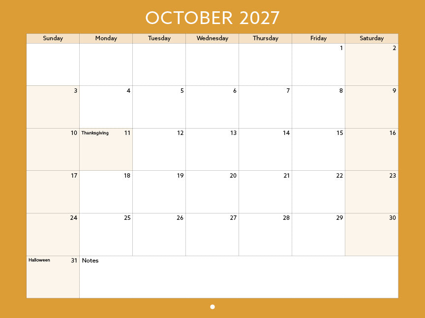 2027 Toronto Neighbourhood Calendar