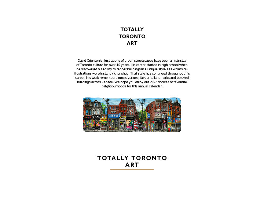 2027 Toronto Neighbourhood Calendar