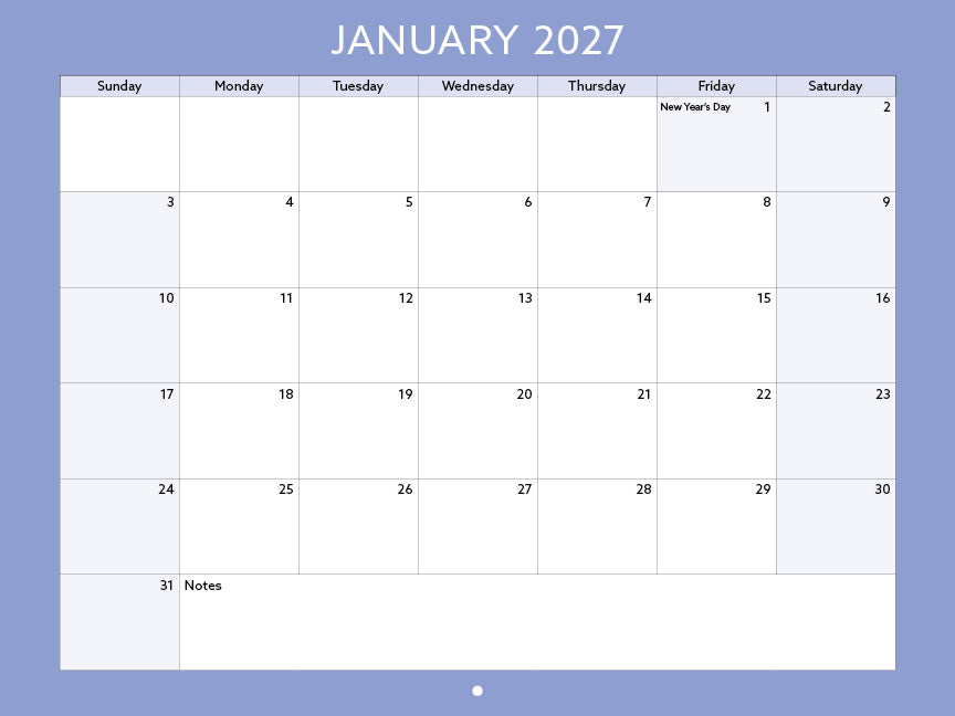 2027 Toronto Neighbourhood Calendar