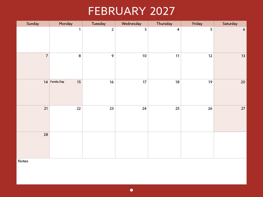 2027 Toronto Neighbourhood Calendar