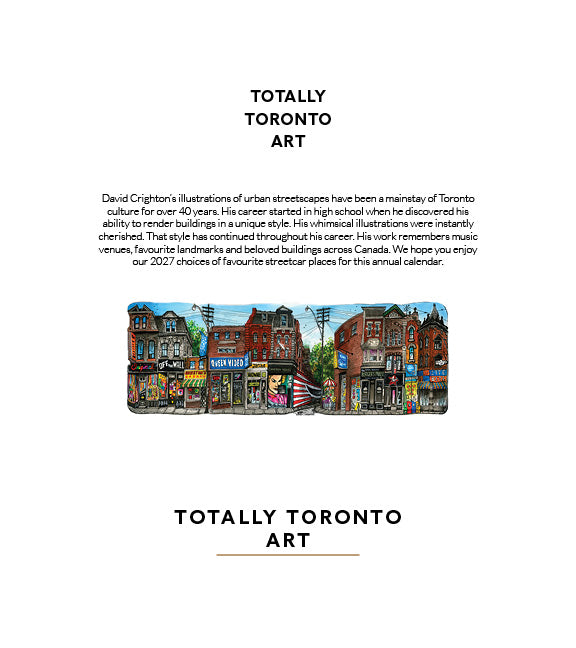 2027 Toronto Streetcar Calendar