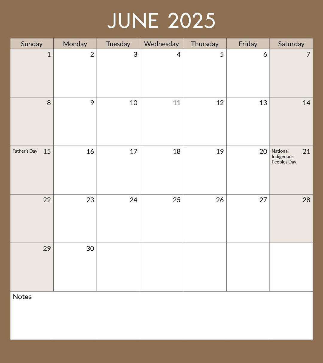 Toronto Landmarks Calendar Page: June 2025