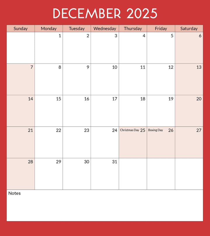 Toronto Landmarks Calendar Page: December 2025