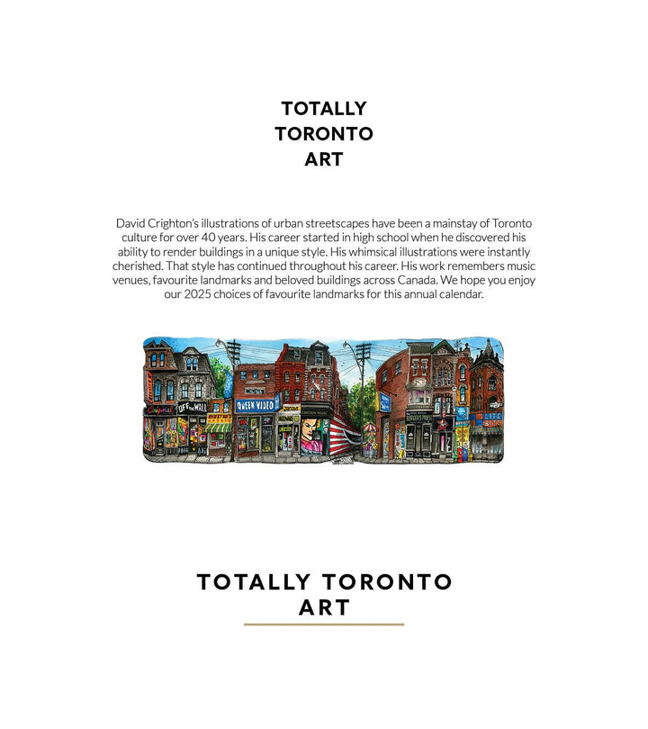 Toronto Landmarks Calendar Page: Information 2025