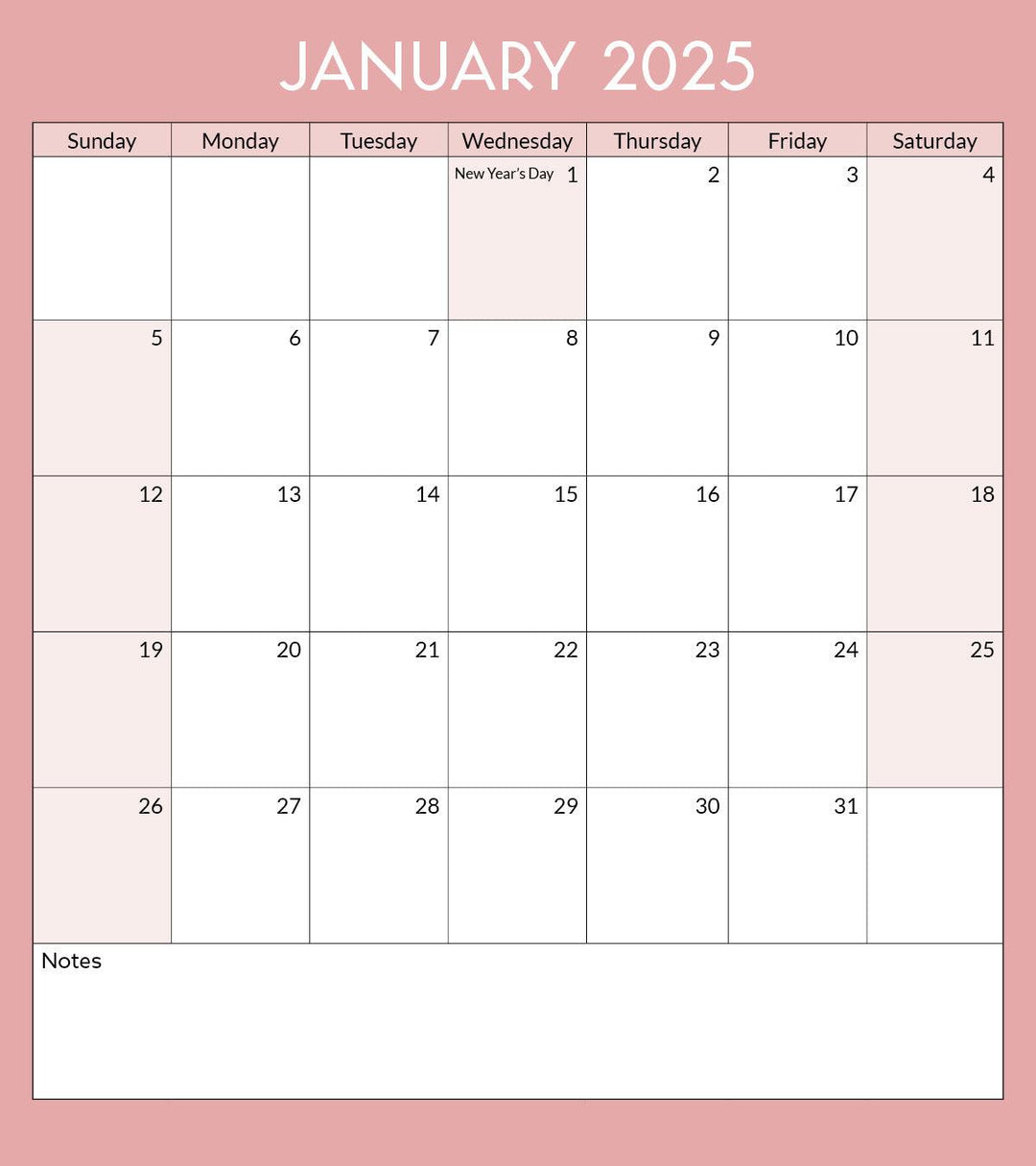 Toronto Landmarks Calendar Page: January 2025