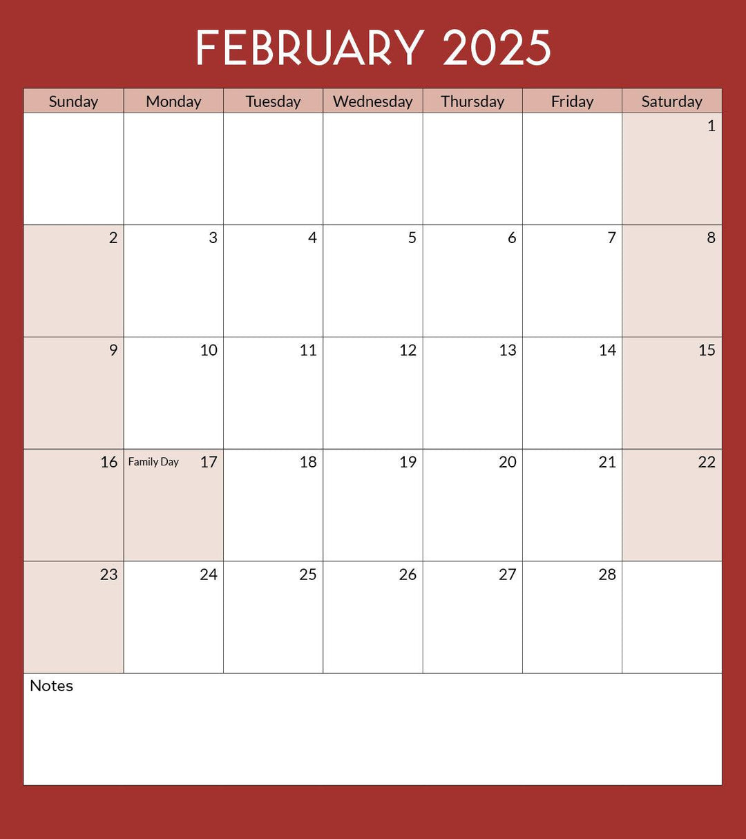 Toronto Calendar February 2025