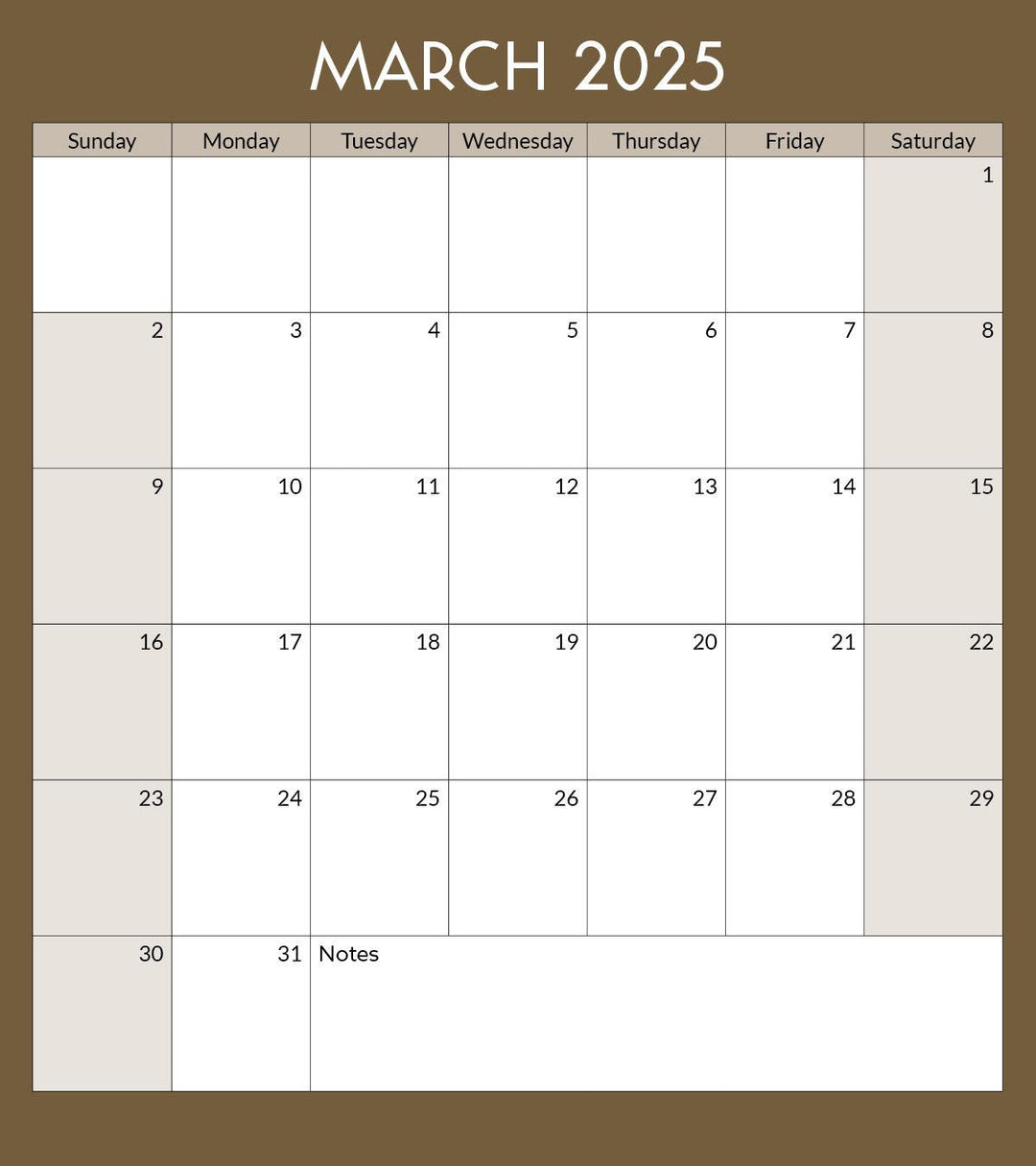 Toronto Calendar: Page March 2025