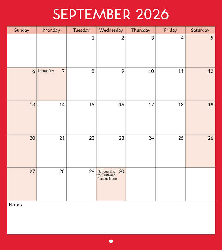 Calendar for September 2026 with a red border