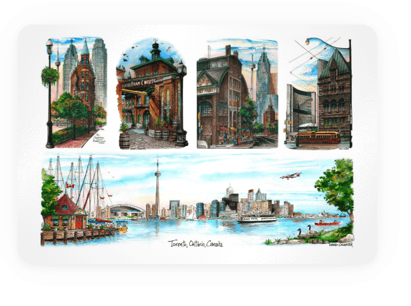 Toronto Historic Skyline Plastic Die-Cut Sticker | Totally Toronto Art Inc. 