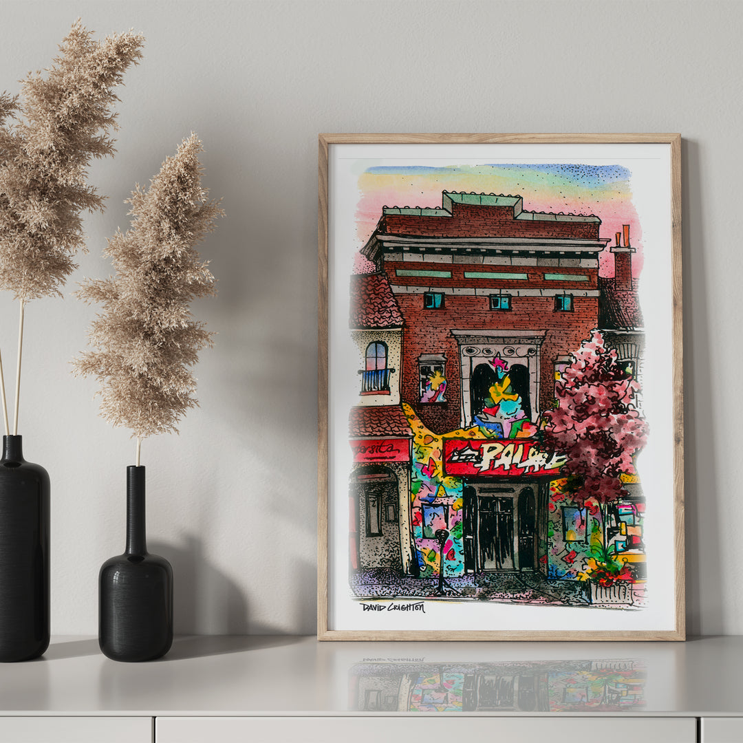 Lee's Palace Toronto Poster in Pine Frame on Mantel