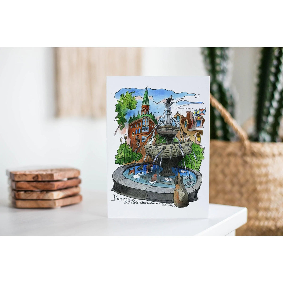 Berczy Fountain (Colour)  Toronto Greeting Cards | Totally Toronto Art Inc. 