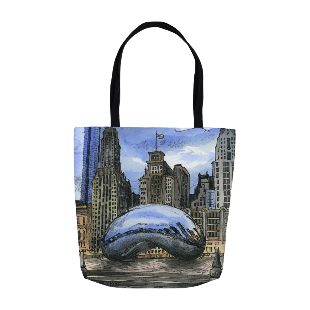 Chicago "Bean" Canvas Tote Bag | Sassy City Studio | Totally Toronto Art Inc. 