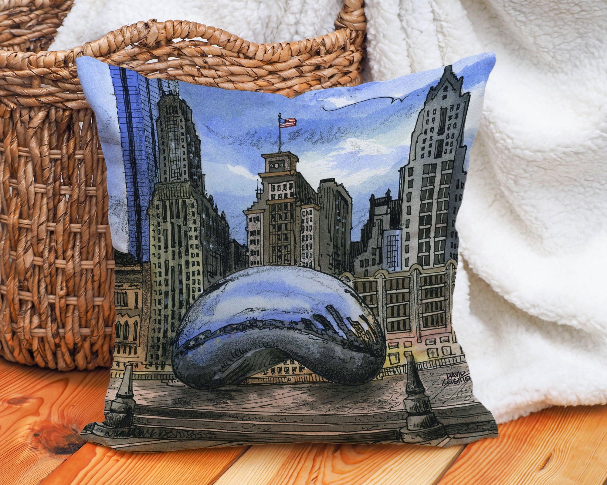 Chicago Illinois USA Art Decor Pillow | Totally Toronto Art Inc. 
