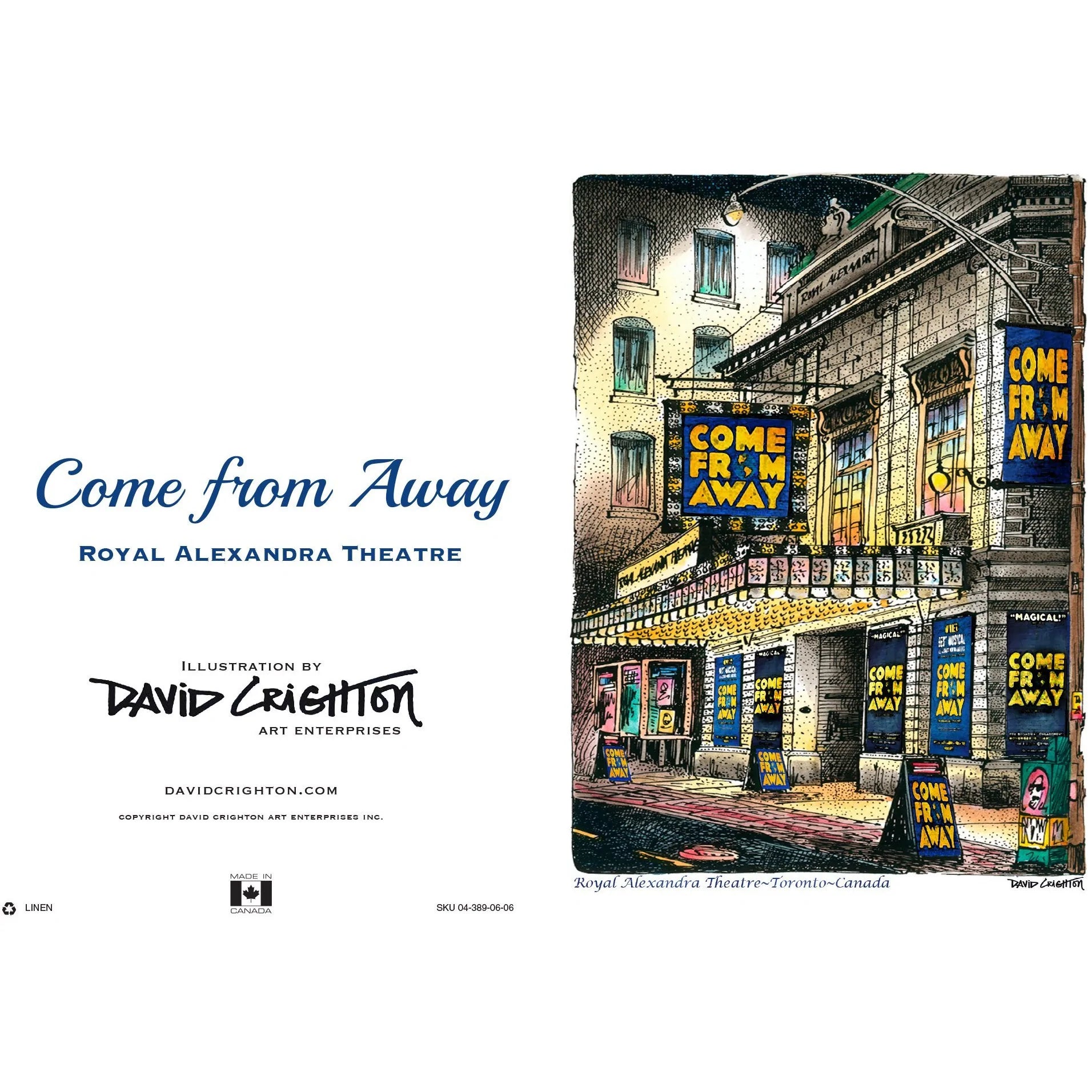 Come From Away Theatre Greeting Card | Totally Toronto Art Inc. 
