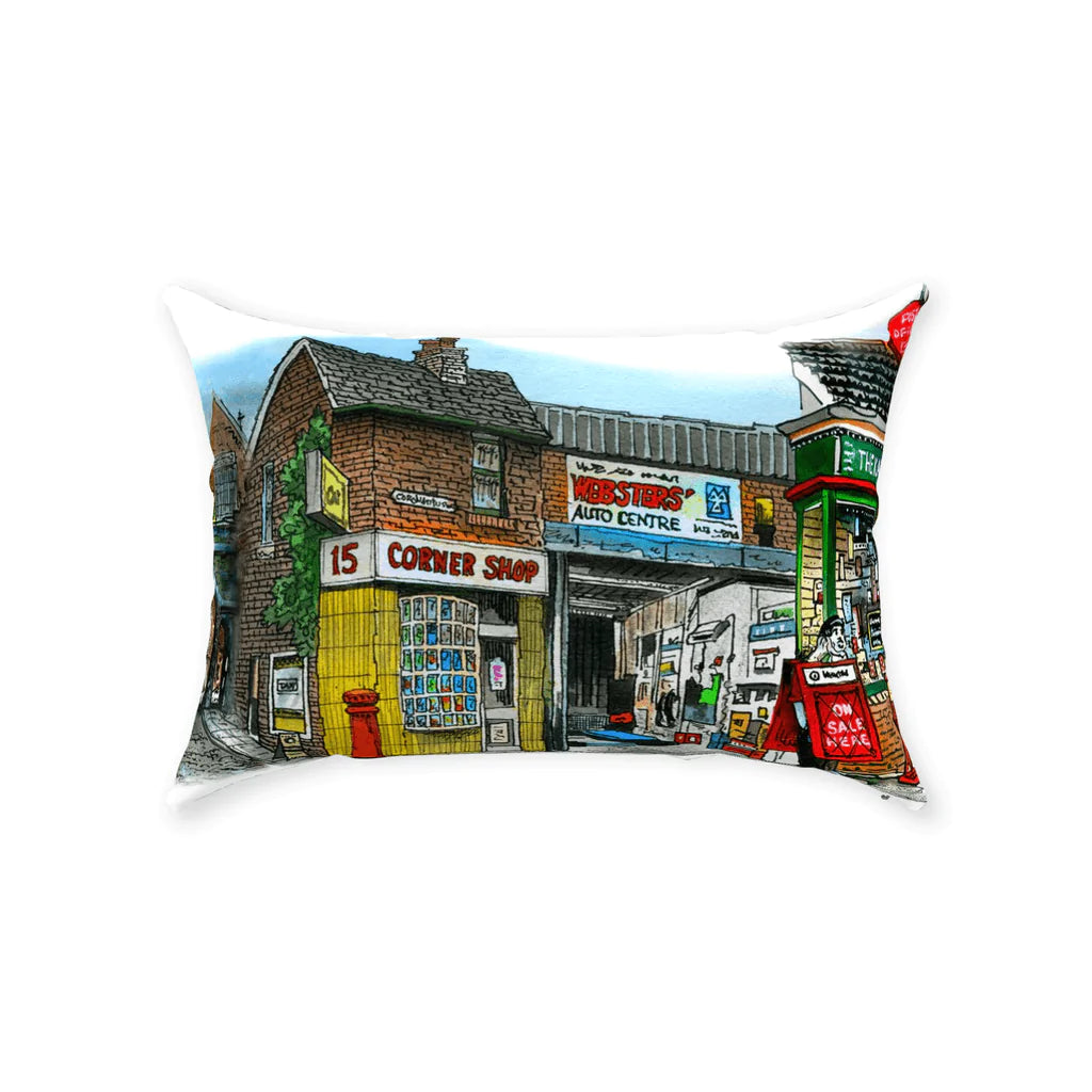 Coronation Street No.2 Lumbar Throw Pillow | Totally Toronto Art Inc. 