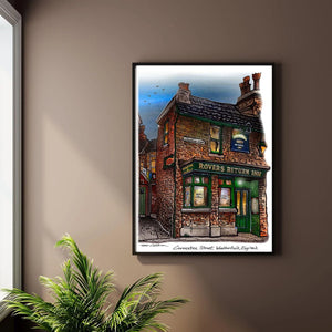 Rovers Return Canvas Print in Brown Room with Window