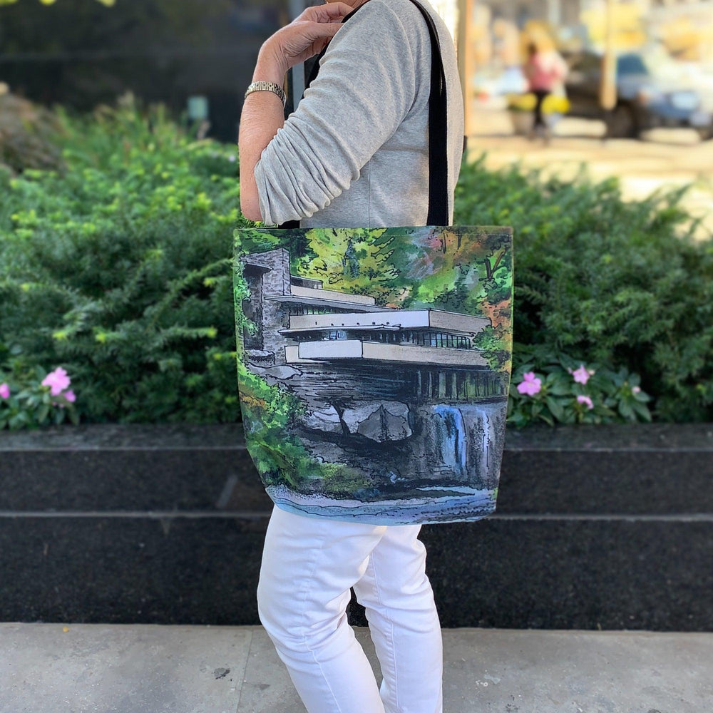 Fallingwater Tote Bag, Frank Lloyd Wright Canvas Bag | Totally Toronto Art Inc. 