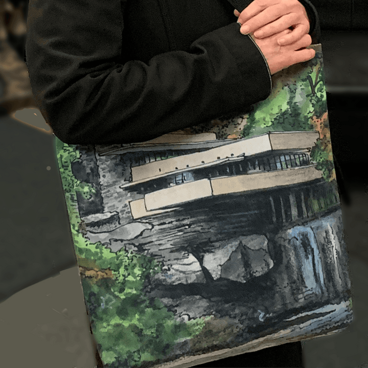 Fallingwater Tote Bag, Frank Lloyd Wright Canvas Bag | Totally Toronto Art Inc. 