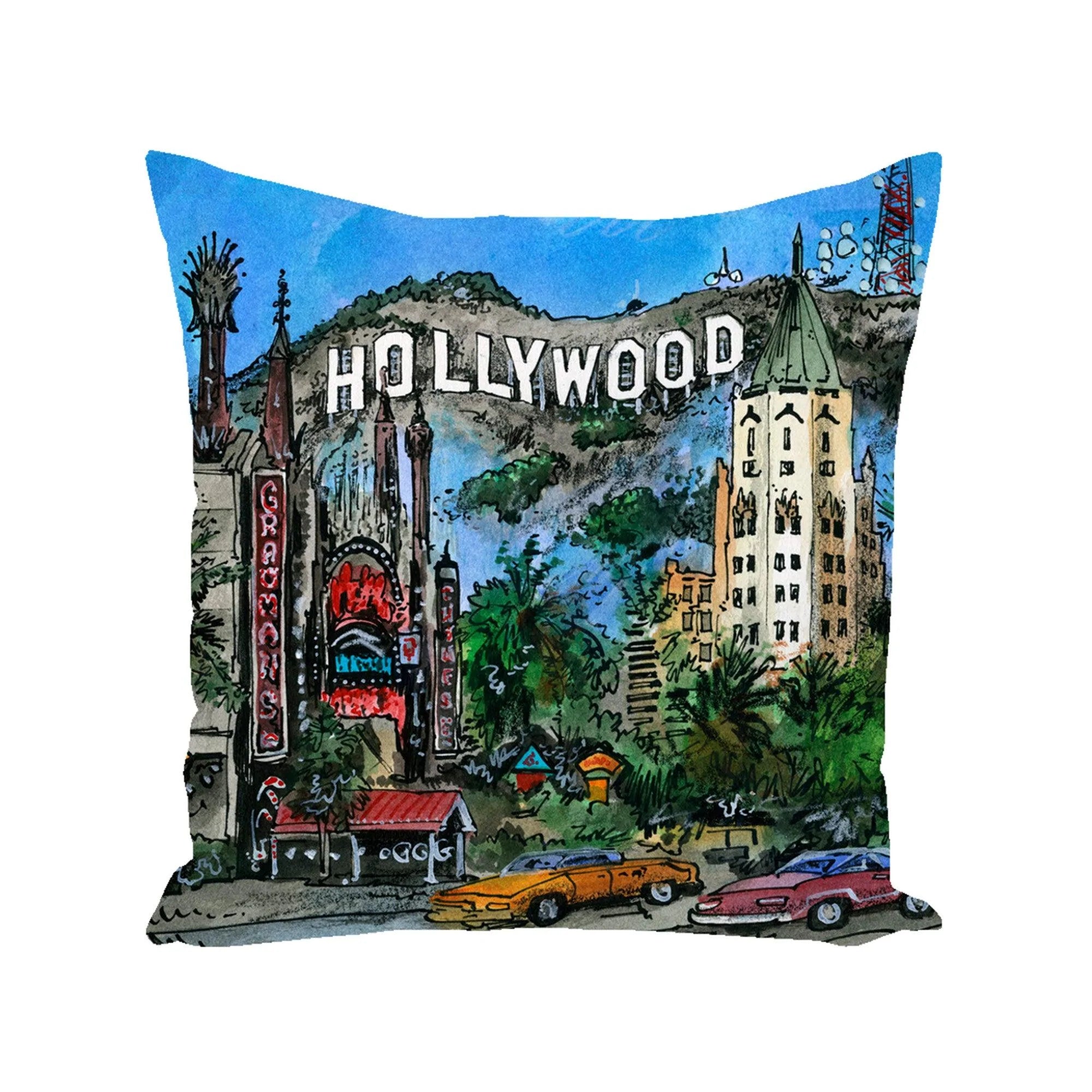 Hollywood Art Decor Throw Pillow, Gift for Los Angeles | Totally Toronto Art Inc. 