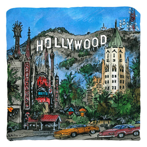 Hollywood Art Decor Throw Pillow, Gift for Los Angeles | Totally Toronto Art Inc. 