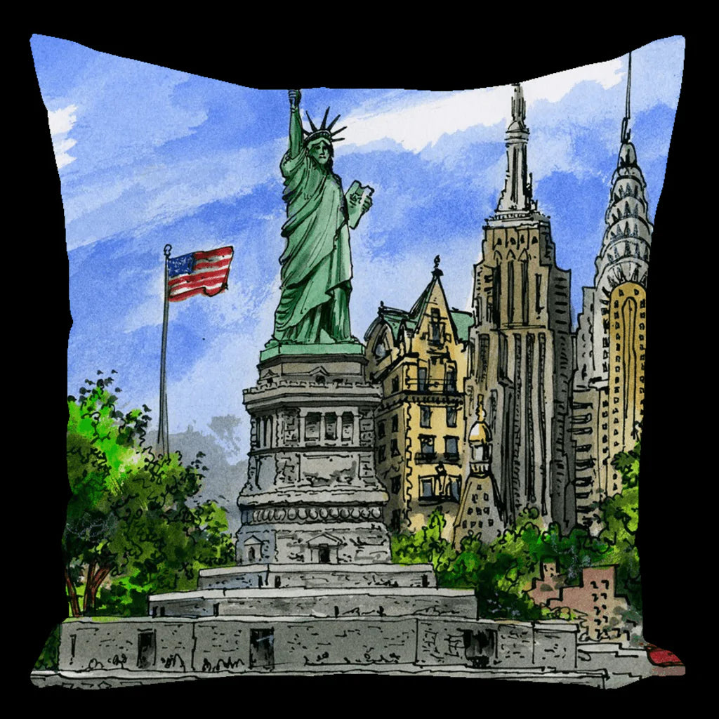 New York City "Statue of Liberty" Souvenir Throw Pillow | Totally Toronto Art Inc. 
