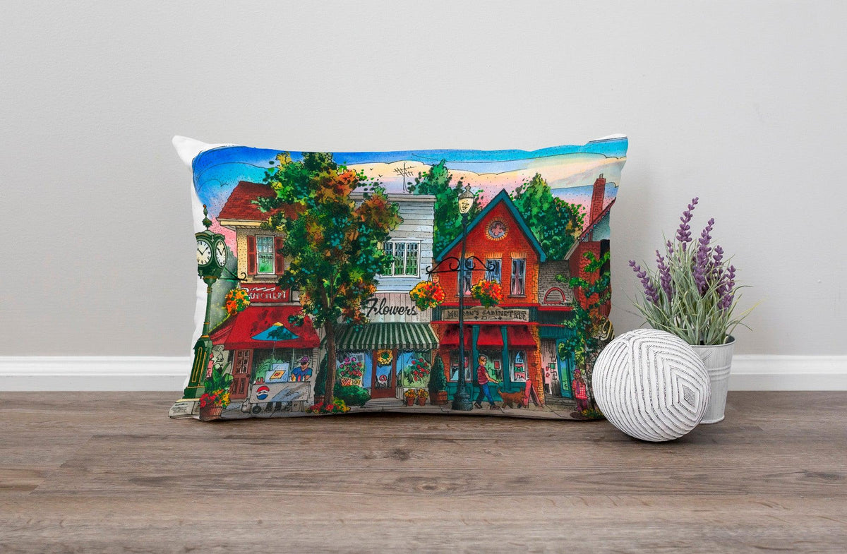 Oakville Ontario Lumbar Throw Pillow | Totally Toronto Art Inc. 