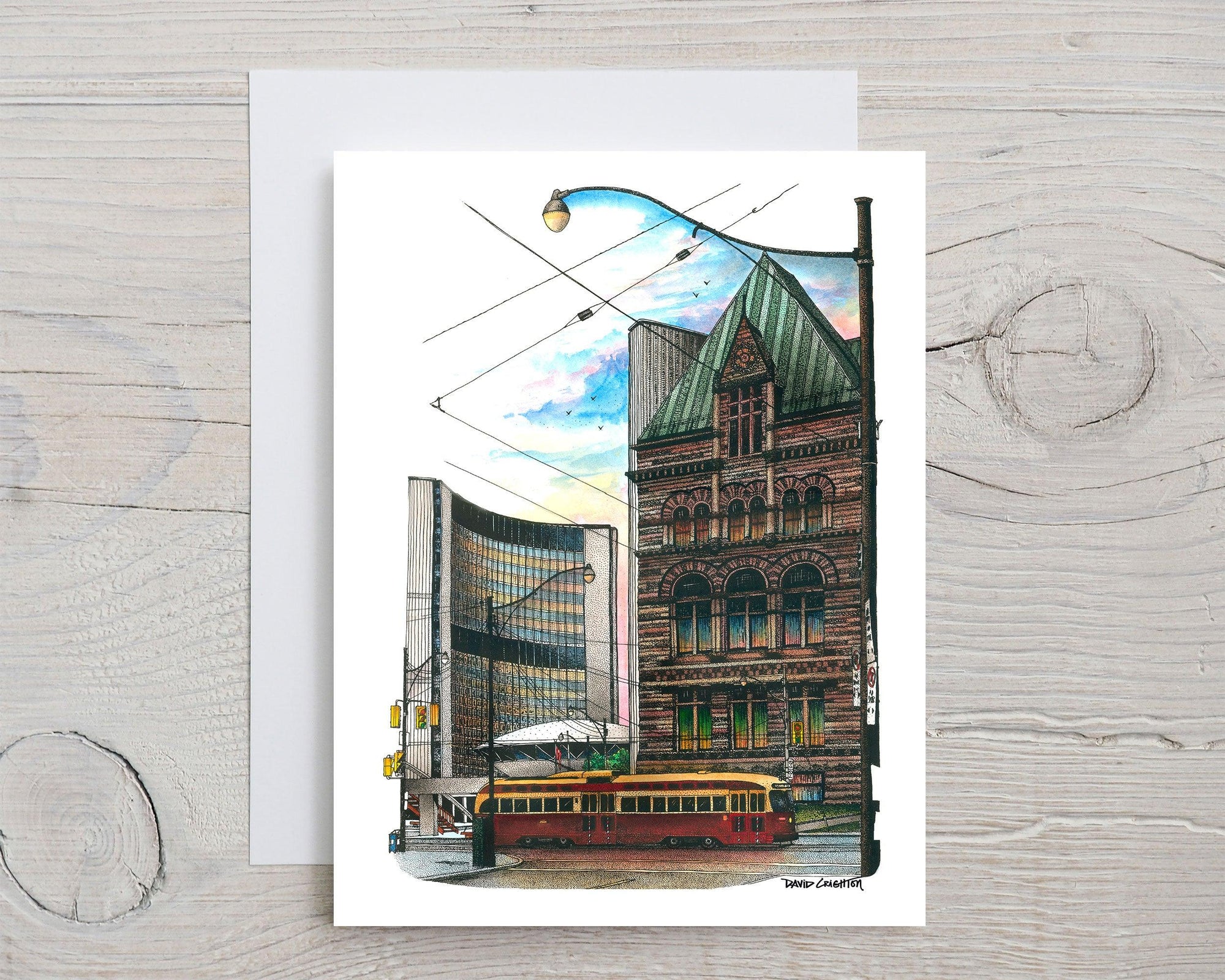 Old and New City Hall Toronto Greeting Card | Totally Toronto Art Inc. 
