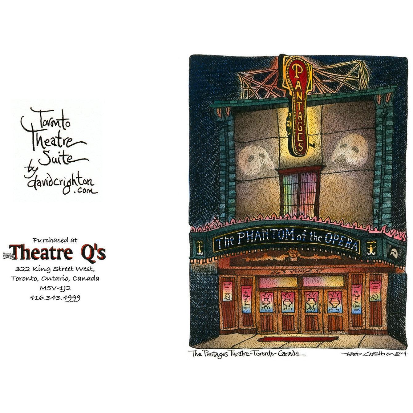 Phantom of the Opera Theatre Card | Totally Toronto Art Inc. 