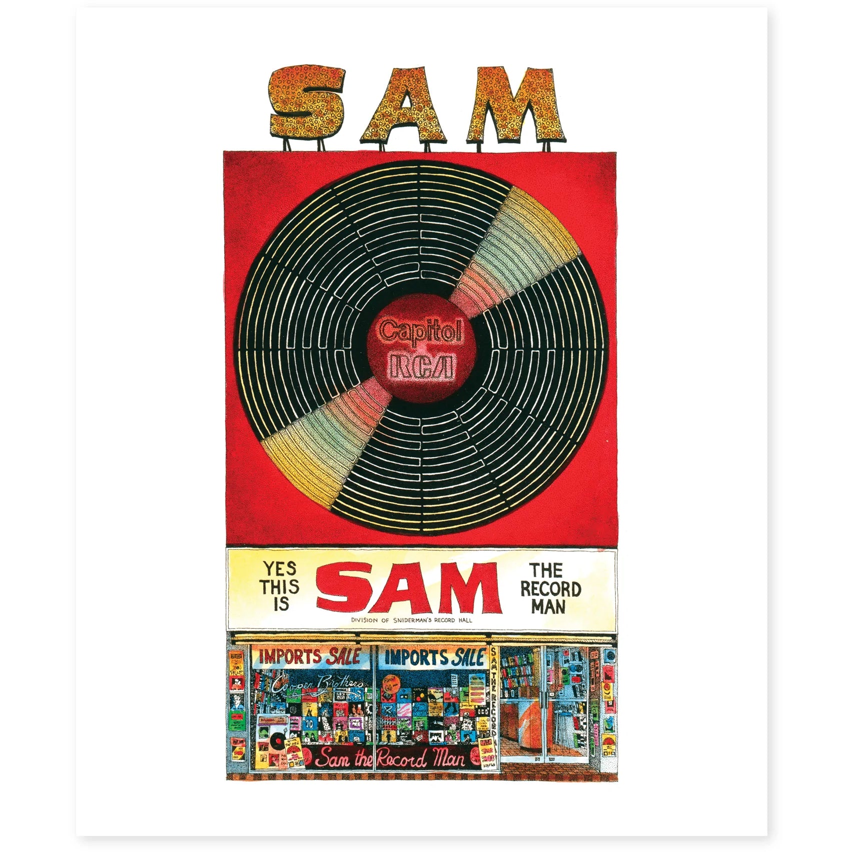 Sam The Record Man Art Print | Totally Toronto Art Inc. 