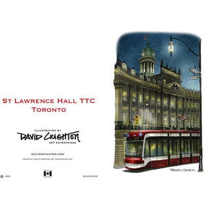 St. Lawrence Town Hall With Streetcar Night Greeting Card | Totally Toronto Art Inc. 