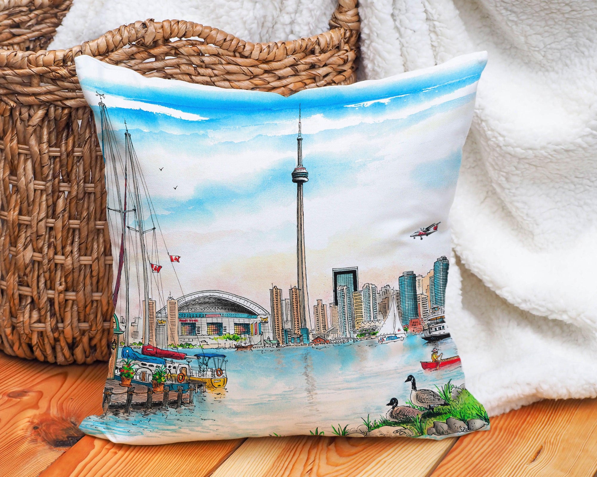 Toronto Island Skyline Throw Pillow | Totally Toronto Art Inc. 