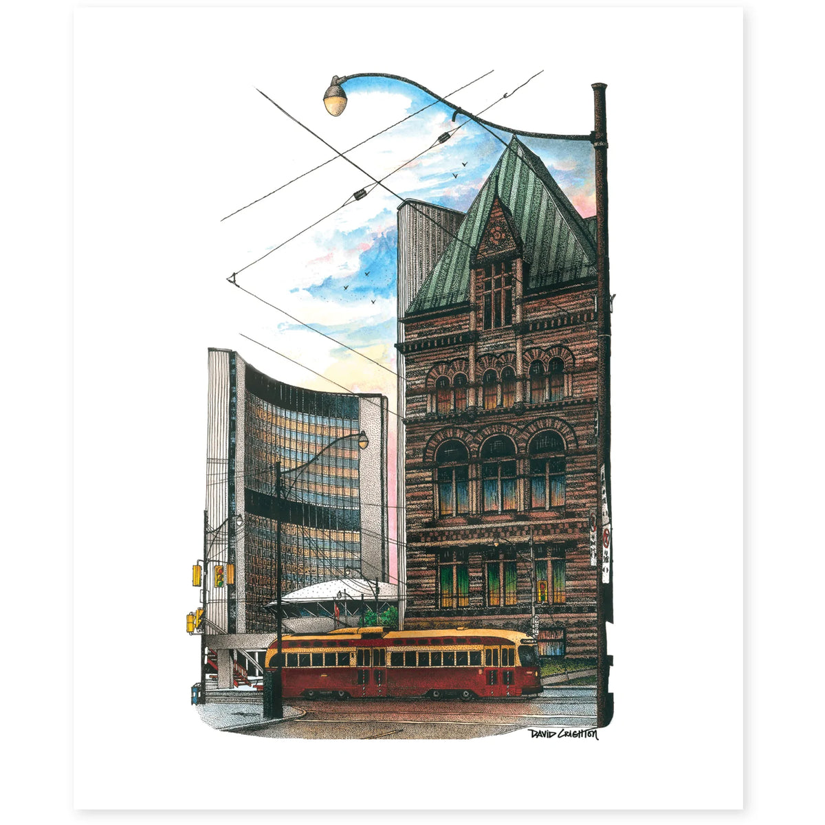 Toronto Old and New City Hall Toronto Art Print | Totally Toronto Art Inc. 
