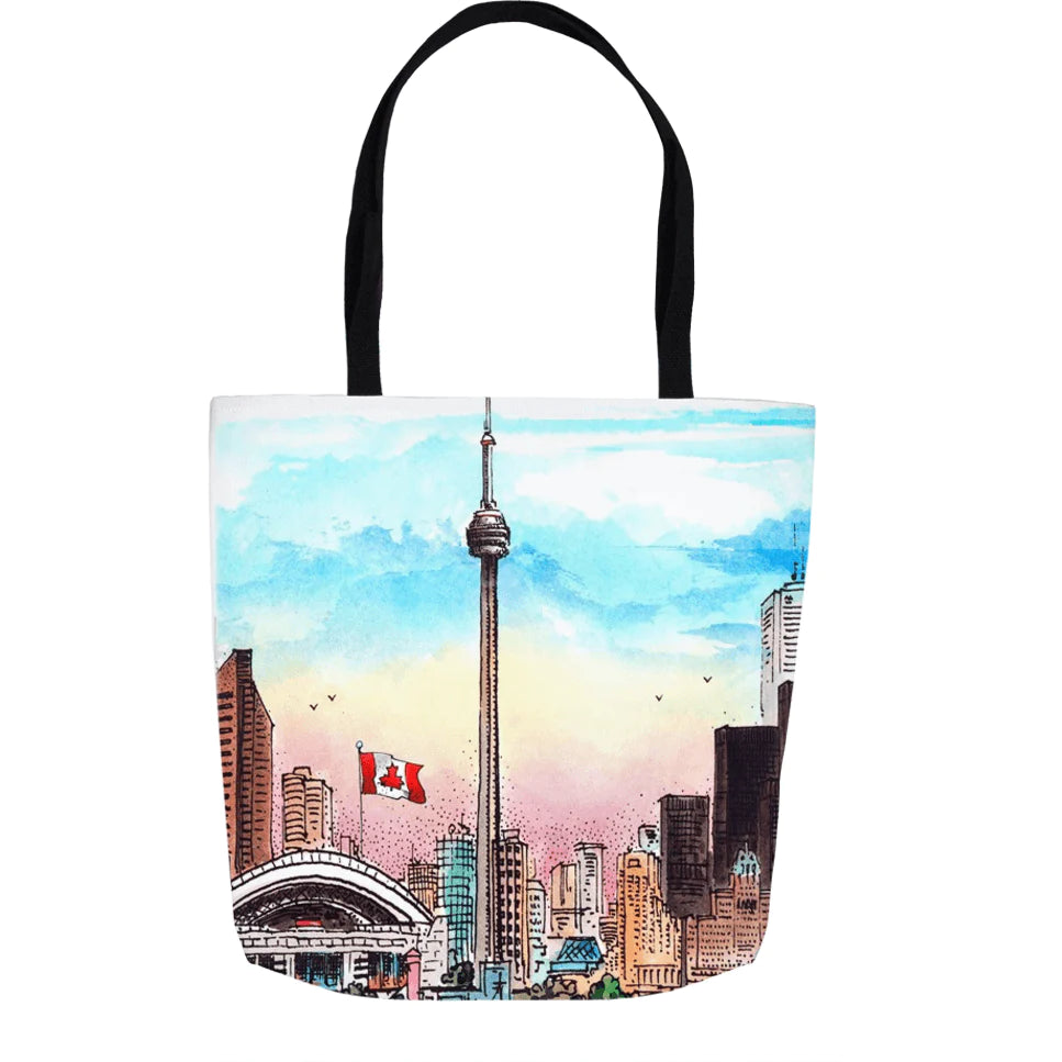 Toronto Skyline CN Tower Tote Bags | Totally Toronto Art Inc. 