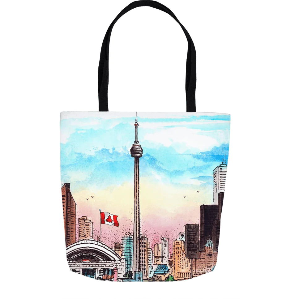 Toronto Skyline CN Tower Tote Bags | Totally Toronto Art Inc. 