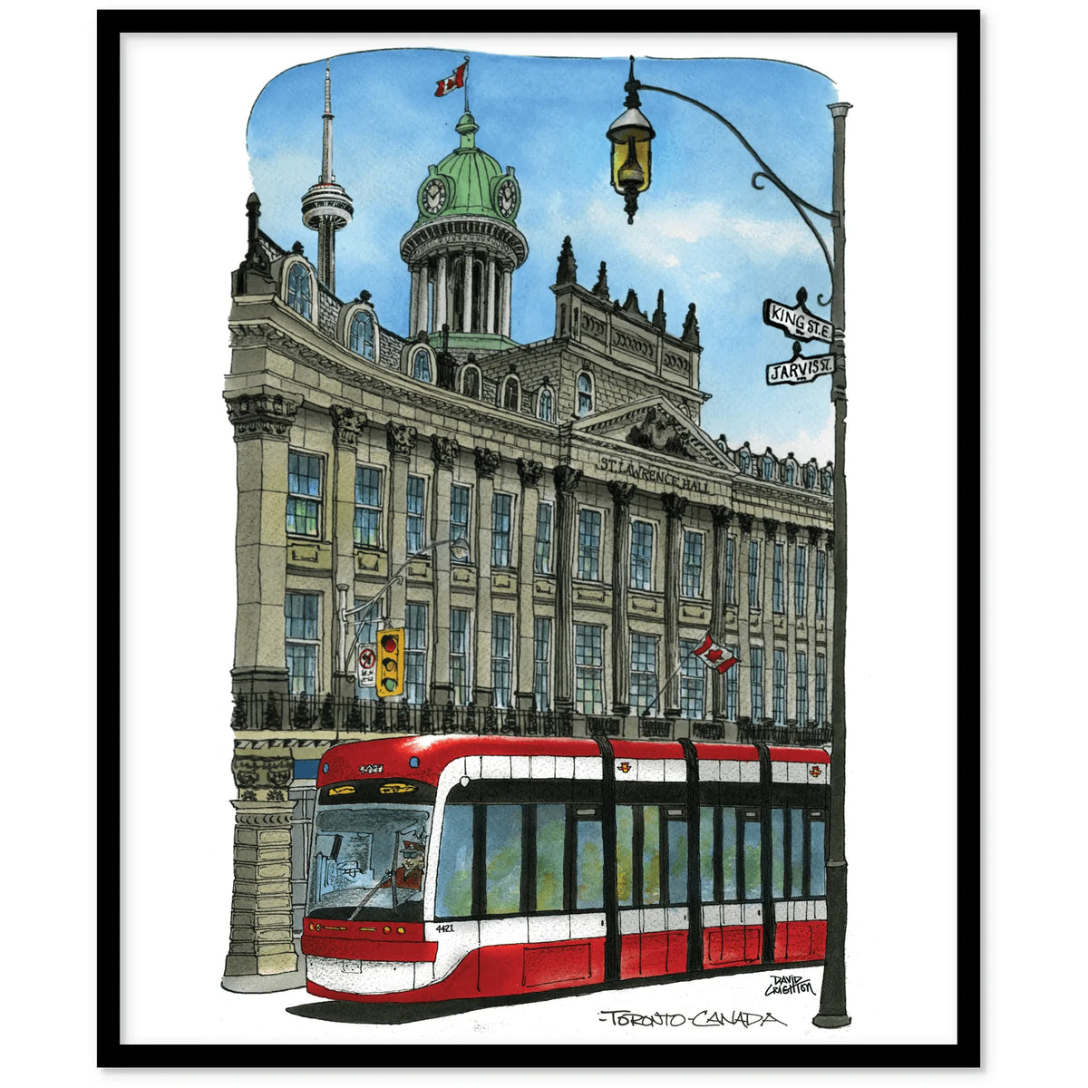 Toronto Streetcar at St. Lawrence Town Hall Day Framed Wall Art | Totally Toronto Art Inc. 