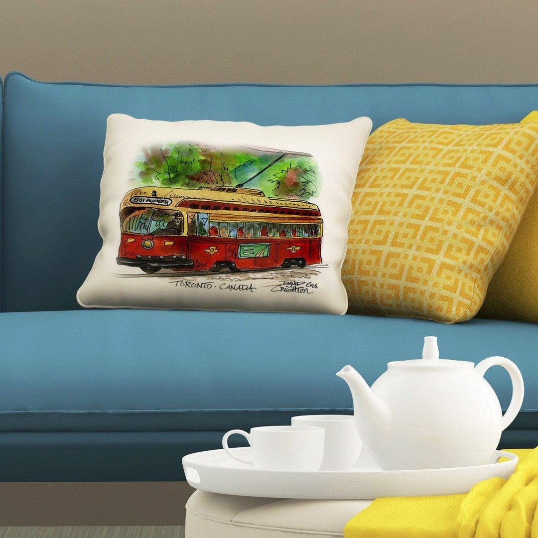 Toronto Streetcar Pillow | Neville Park Streetcar Pillow | Totally Toronto Art Inc. 